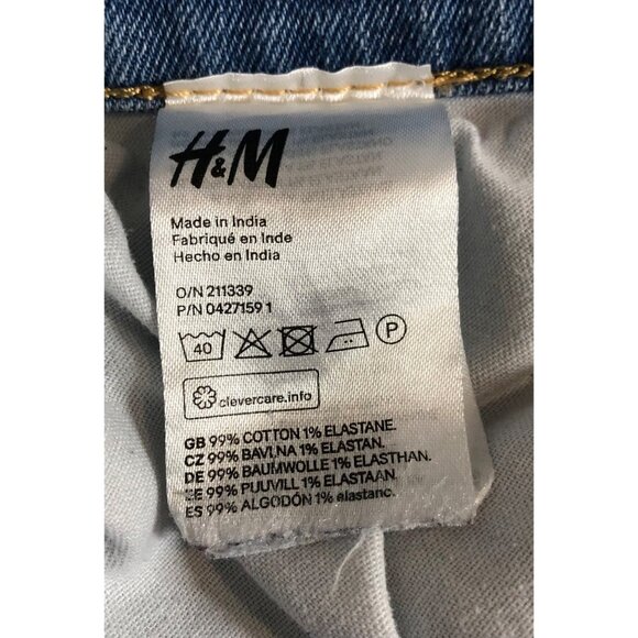 H&amp;M Men’s Distressed Blue Denim Skinny Fit Jeans Size 32x32 Light Wash - Picture 13 of 13
